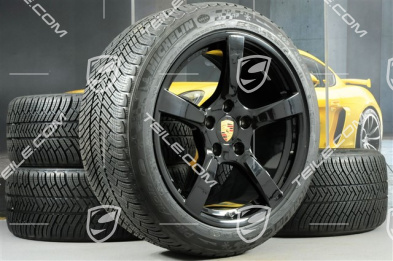 19-inch Cayman S winter wheels set, rims 8J x 19 ET57 + 10J x 19 ET45 + NEW Michelin Pilot Alpin 4 winter tires 235/40 R19 +265/40 R19, black high gloss