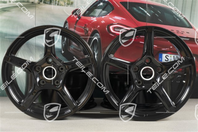 18-inch wheel rim set Boxster IV, 8J x 18 ET57 + 9,5J x 18 ET49, black high gloss