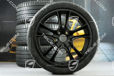 21-inch Cayenne Sport / GTS summer wheel set, rims 10J x 21 ET50 + 10Jx21 ET50 + NEW Michelin summer tyres 295/35 R21, in black high gloss