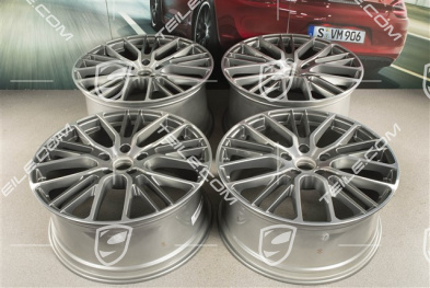 21" Komplet felg Panamera Exclusive Design Sport, 9,5J x 21 ET71 + 10,5J x 21 ET71, platynowo srebrny metalik