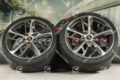 21" koła letnie Cross Turismo Design, komplet, felgi 9,5J x 21 ET60 + 11,5J x 21 ET66 + NOWE opony letnie Goodyear 265/35 R21 + 305/30 R21, Tytanowa popiel