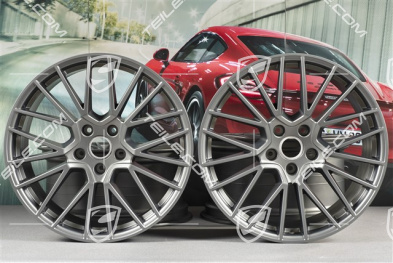 21" Felgensatz Cayenne RS Spyder, 11J x 21 ET58 + 9,5J x 21 ET46, Platinum Seidenmatt