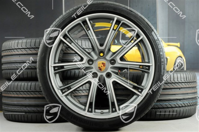 21-inch Panamera Exclusive Design summer wheel set, rims 9,5J x 21 ET71 + 11,5J x 21 ET69 + Continental summer tires 275/35 ZR21 + 315/30 ZR21, with TPM