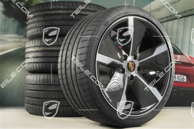 21" Exclusive Design Sommerräder Satz, Felgen 9,5J x 21 ET60 + 11,5J x 21 ET66 + NEUE Goodyear Sommerreifen 265/35 R21 + 305/30 R21, mit Carbon Aeroblades