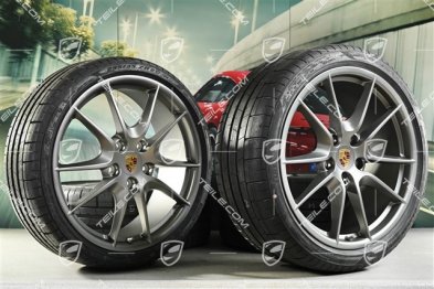 20-inch Carrera S (III) summer wheel set, Platinum (silk gloss), 8J x 20 ET57 + 9,5J x 20 ET45 + summer tyres 235/35 ZR20 + 265/35 ZR20, with TPMS