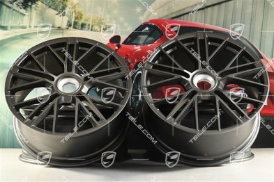 21" Felgi Panamera Turbo S, komplet, centralnie mocowane, 9,5J x 21 ET71 + 10,5J x 21 ET71, Turbonite