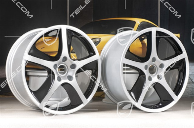 20-inch Cayenne SportTechno wheel set, front 9-inch + rear 10-inch, silver + black high gloss