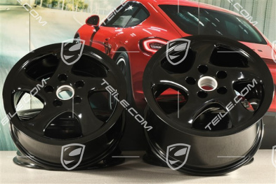 18-inch Turbo Look I wheel set, 7,5J x 18 ET50 + 10J x 18 ET65, black high gloss