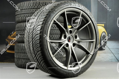 20-inch winter wheels set Carrera S (IV), rims 8,5J x 20 ET49 + 11J x 20 ET56 + NEW Michelin Pilot Alpin PA4 N1 winter tyres 245/35 R20 + 295/30 R20, in platinum