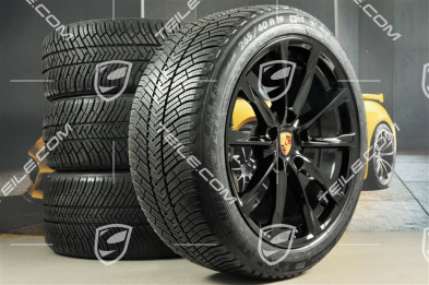 19" Boxster S Winterräder Satz, Felgen 8J x 19 ET57 + 10J x 19 ET45, Michelin Pilot Alpin 4 Winterreifen 235/40 R19 + 265/40 R19, in Schwarz Hochglanz