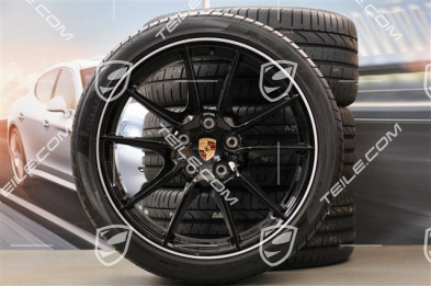 20" Carrera S (III) Sommerräder Satz, 8J x 20 ET57 + 9,5J x 20 ET45 + NEUE Pirelli Reifen 235/35 ZR20 + 265/35 ZR20, Felgenstern in Schwarz (Hochglanz)
