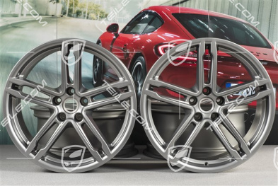 19"-inch alloy wheel set Macan Turbo, 8J x 19 ET21 + 9J x 19 ET21, Platinum satin-matt
