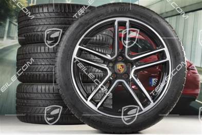 20" koła letnie komplet Turbo, felgi 9J x 20 ET26 + 10J x 20 ET19 + NOWE opony letnie, Michelin Latitude Sport 265/45 R20 + 295/40 R20, z czujnikami ciśnienia RDK, czarna perłowy metalik (Jet Black Metallic)