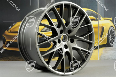 21-inch Panamera Sport Design, wheel rim set, 9,5J x 21 ET71 + 11,5J x 21 ET69, Platinum satin-matt