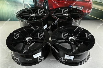 20"+21" Carrera Exclusive Design wheel rim set, rims 8.5J x 20 ET50 + 11.5J x 21 ET79, black high gloss