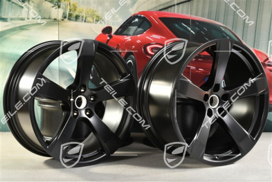 20-inch wheel rim set "Macan Sport", 9J x 20 ET26 + 10J x 20 ET19, in black satin mat