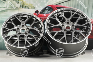 20+21-inch wheel rim set RS Spyder, rims: front 8,5J x 20 ET53 + rear 11,J x 21 ET67, platinum satin matt