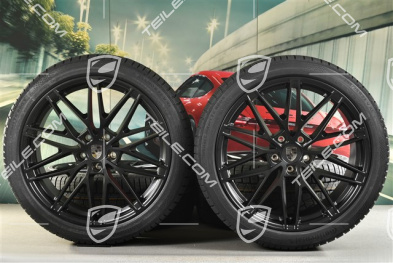 22" koła zimowe RS Spyder Design, felgi 9J x 22 ET29 + 11J x 22 ET47 + NOWE opony zimowe Continental 255/40 R22 + 295/35 R22, czarny satynowy półmat