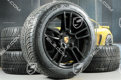 19-inch winter wheels set "Panamera", rims 9J x 19 ET64 + 10,5 J x 19 ET62 + NEW Michelin Pilot Alpin 4 winter tyres 265/45 R19 + 295/40 R19, black high gloss