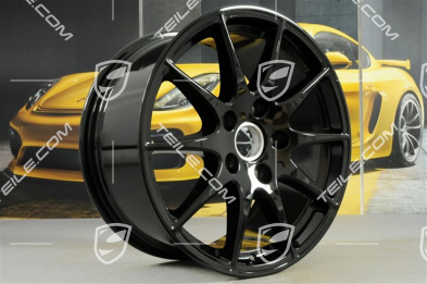 18" Komplet felg Panamera S, 8J x 18 ET59 + 9J x 18 ET53, czarny wysoki połysk