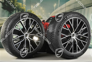 21-inch Macan Design winter wheel set, rims 8,5J x 21 ET27 + 10,5J x 21 ET47 + NEW Michelin Pilot Alpin 5 SUV winter tyres 255/45 R21 + 285/40 R21, black high gloss
