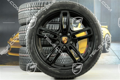 19" Panamera TURBO koła zimowe, komplet, felgi 9J x 19 ET 60 + 10J x 19 ET61 + NOWE opony Continental 255/45 R19+285/40 R19, czarny wysoki połysk, z czujnikami ciśnienia RDK