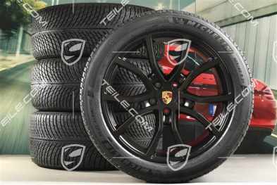 21" Cayenne Exclusive Design Winterräder Satz, Felgen 9,5J x 21 ET46 + 11,0J x 21 ET58 + Michelin Winterreifen 285/45 R21 + 305/40 R21, mit RDK-Sensoren, Schwarz-Seidenmatt
