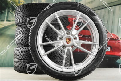 19"+20" Carrera winter wheel set, wheel rims 8,5J x 19 ET52 + 11J x 20 ET80 + Pirelli winter tyres 235/40 R19 + 295/35 R20, with TPMS, Brilliant Silver