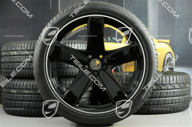 21-inch "Sport Classic" black (high gloss) summer wheels set, rims 9J x 21 ET26 + 10J x 21 ET19, Pirelli PZero summer tyres 265/40 R 21 + 295/35 R 21, with TPMS