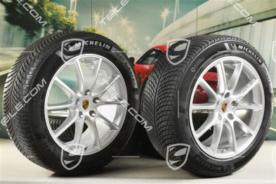 20" Cayenne Design Winterräder Satz, Felgen 9J x 20 ET50 + 10,5J x 20 ET64 + Michelin Winterreifen 255/55 R20 + 295/45 R20, mit RDK-Sensoren