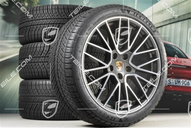 21" koła zimowe Cayenne COUPÉ RS Spyder, komplet, felgi 9,5J x 21 ET46 + 11,0J x 21 ET49 + opony zimowe Michelin Pilot Alpin 5 275/40 R21 + 305/35 R21, z czujnikami ciśnienia