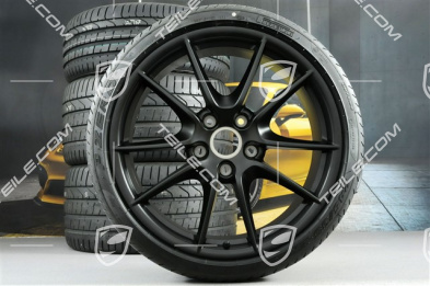 20" Sommerräder Satz Carrera S III, Felgen 8,5J x 20 ET51 + 11J x 20 ET52 + Sommerreifen 245/35 ZR20 + 305/30 ZR20, mit RDK-Sensoren, Schwarz-Seidenmatt