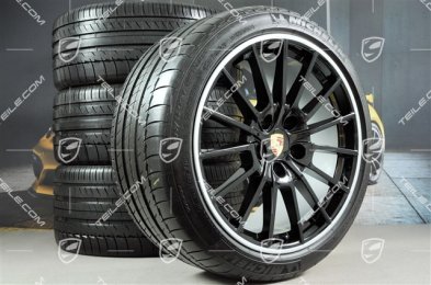 20" Panamera Sport Sommerräder Satz, Felgen 9,5J x 20 ET 65 + 11,5 J x 20 ET 63, Sommerreifen 255/40 ZR20 + 295/35 ZR20, in Schwarz, mit RDK