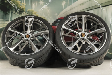 21" koła letnie Cross Turismo Design, komplet, felgi 9,5J x 21 ET60 + 11,5J x 21 ET66 + opony letnie Goodyear 265/35 R21 + 305/30 R21, Tytanowa popiel
