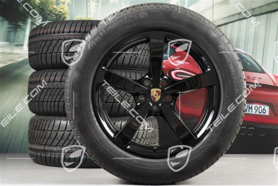 18-inch "Macan" Winter wheel set, rims 8J x 18 ET21 + 9J x 18 ET21, Continental ContiWinterContact winter tyres 235/60 ZR 18 + 255/55 ZR 18, with TPMS, black high gloss