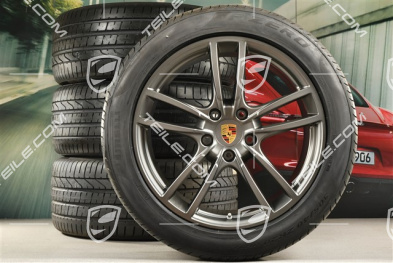 20" koła letnie Cayenne Sport, komplet, felgi 9J x 20 ET50 + 10,5J x 20 ET64 + opony letnie Pirelli 275/45 R20 + 305/40 R20, z czujnikami ciśnienia