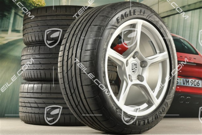 18" Boxster IV summer wheels set, rims 8J x 18 ET57 + 9,5J x 18 ET49,  Good Year  Eagle F1 summer tires 235/45 R18 + 265/45 R18