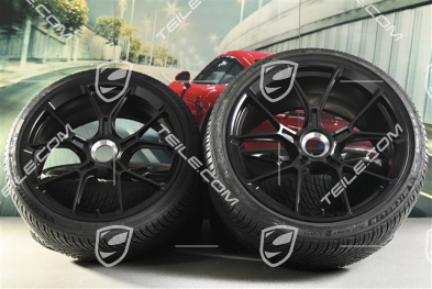 20"+21" GT3 / GT3RS winter wheels, complete set, centre-lock rims 9J x 20 ET43 + 11.5J x 21 ET46 + Michelin Pilot Alpin 5 winter tyres 245/35 R20 + 305/30 R21, satin black matt