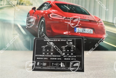 Identification / notice sticker for tire pressure