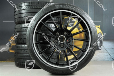 20" Komplet kół letnich Panamera Sport, felgi 9,5J x 20 ET 65 + 11,5 J x 20 ET 63, opony letnie 255/40 ZR20 + 295/35 ZR20, czarne, z czujnikami RDK