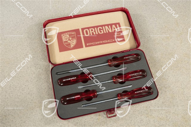 Porsche Classic screwdriver tool kit set in steel case, plastic, 5 parts