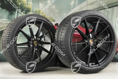 20"+21" koła zimowe Carrera S, komplet, felgi 8,5J x 20 ET53 + 11J x 21 ET66 + NOWE opony zimowe Continental 245/35 R20 + 295/30 R21, czarny satynowy mat
