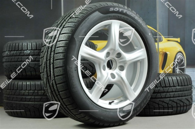 18" Komplet kół zimowych Panamera, 8J x 18 ET 59 + 9J x 18 ET 53, z oponami zimowymi Pirelli Sottozero II 245/50 R18 + 275/45 R18, bez czujników ciśnienia