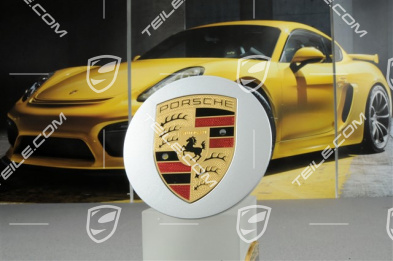 Hub cap, convex, crest coloured, Brilliant silver