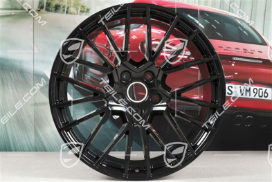 21-inch wheel rim set Cayenne RS Spyder, 11J x 21 ET49 + 9,5J x 21 ET46, black high gloss, for Cayenne Coupé