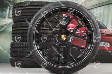 20+21-inch summer wheel set RS Spyder Design, rims 8,5J x 20 ET53 + 11,5J x 21 ET67 + NEW summer tyres 245/35 R20 + 305/30 R21, with TPM, black high gloss