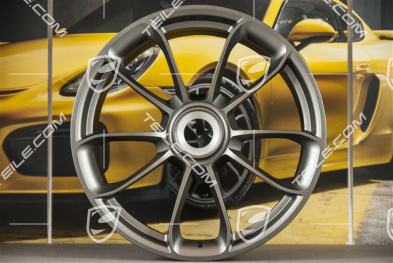 20"+ 21" GT3RS Felgensatz, mit GT3RS Schriftzug, 9,5J x 20 ET50 + 12,5J x 21 ET48, Platinum Seidenmatt