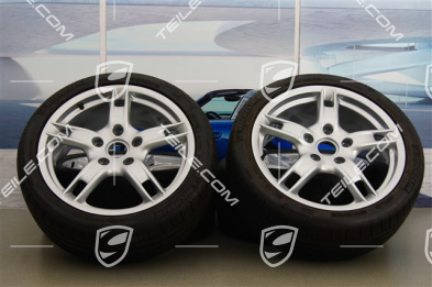 18" Komplet kół letnich Boxster S, felgi 8J x 18 x ET 57 + 9J x 18 x ET 43 + NOWE opony letnie Michelin PilotSport 235/40 R18 + 265/40 R18