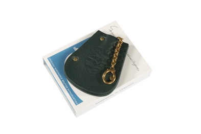 Schlüssel Etui, Logo REUTTER + Porsche Wappen, Leder, dunkelgrün
