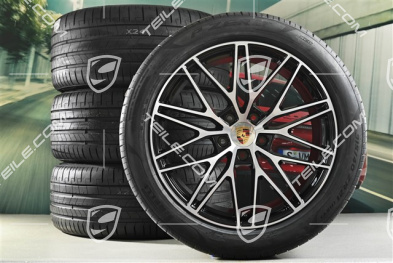 21-inch Cayenne RS Spyder Design summer wheel set, rims 9,5J x 21 ET46 + 11,0J x 21 ET58 + NEW Pirelli P Zero summer tyres 285/45 R21 + 315/40 R21, with TPMS, black high gloss